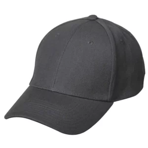 Wool Look Baseball Hat with Adjustable Velcro Back - 1 piece, Dark Grey