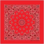 12 pieces, Western Paisley Bandana - Made in USA 100% Cotton, Red, 22" x 22"