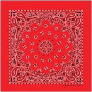 12 pieces, Western Paisley Bandana - Made in USA 100% Cotton, Red, 22" x 22"