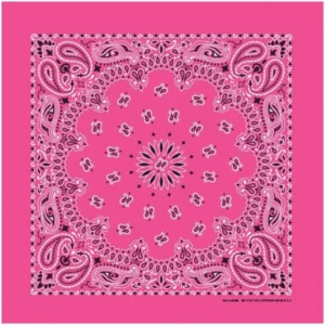 12 pieces, Western Paisley Bandana - Made in USA 100% Cotton, Fuchsia, 22" x 22"