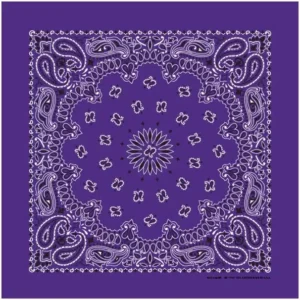 12 pieces, Western Paisley Bandana - Made in USA 100% Cotton, Purple / Grape, 22" x 22"