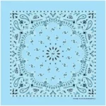 12 pieces, Western Paisley Bandana - Made in USA 100% Cotton, Light Blue, 22" x 22"