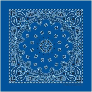 12 pieces, Western Paisley Bandana - Made in USA 100% Cotton, Royal Blue, 22" x 22"