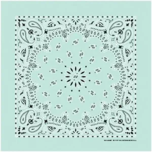 12 pieces, Western Paisley Bandana - Made in USA 100% Cotton, Mint Green, 22" x 22"