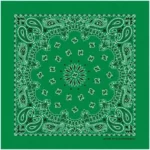12 pieces, Western Paisley Bandana - Made in USA 100% Cotton, Kelly Green, 22" x 22"