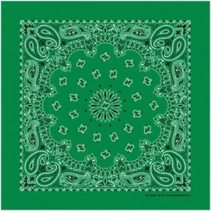 12 pieces, Western Paisley Bandana - Made in USA 100% Cotton, Kelly Green, 22" x 22"