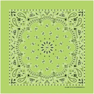 1 piece, Western Paisley Bandana - Made in USA 100% Cotton, Lime Green, 22" x 22"