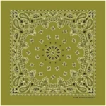 12 pieces, Western Paisley Bandana - Made in USA 100% Cotton, Olive Green, 22" x 22"