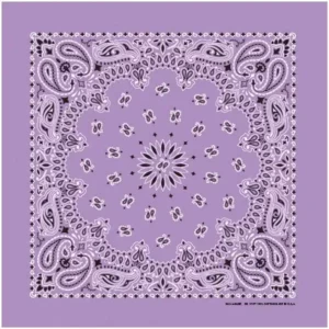12 pieces, Western Paisley Bandana - Made in USA 100% Cotton, Lavender, 22" x 22"