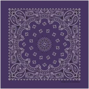 12 pieces, Western Paisley Bandana - Made in USA 100% Cotton, Grape / Purple / Plum, 22" x 22"