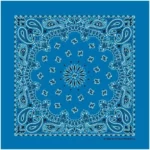 12 pieces, Western Paisley Bandana - Made in USA 100% Cotton, Mirage Blue, 22" x 22"