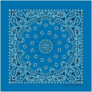 12 pieces, Western Paisley Bandana - Made in USA 100% Cotton, Mirage Blue, 22" x 22"