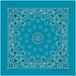 12 pieces, Western Paisley Bandana - Made in USA 100% Cotton, Turquoise, 22" x 22"