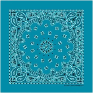 12 pieces, Western Paisley Bandana - Made in USA 100% Cotton, Turquoise, 22" x 22"