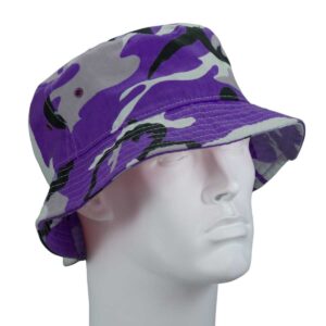 Purple Camo Bucket Hat - Mixed Sizes - Dozen - 12 pieces