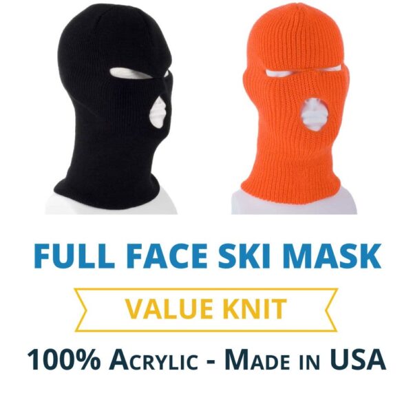 Value Knit Full Face Ski Mask - Made in USA