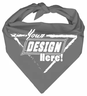 Custom Triangle Bandanas 100% Cotton - Screen Printing - 18”x25”x18”, Grey