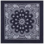 Khaki Western Paisley Bandana – Extra-Large 27” X 27" - Navy Blue