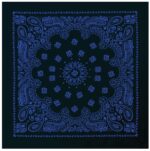 Khaki Western Paisley Bandana – Extra-Large 27” X 27" - Black / Blue