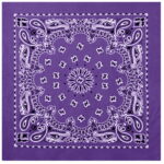 Khaki Western Paisley Bandana – Extra-Large 27” X 27" - Purple
