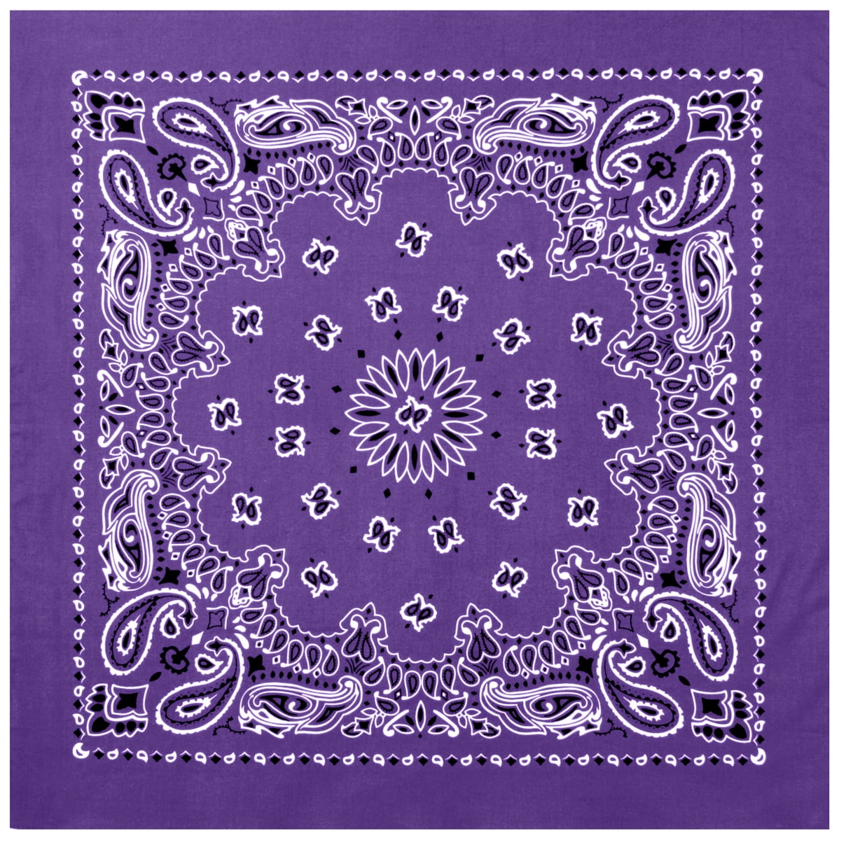 Khaki Western Paisley Bandana – Extra-Large 27” X 27" - Purple