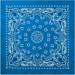 Khaki Western Paisley Bandana – Extra-Large 27” X 27" - Royal Blue