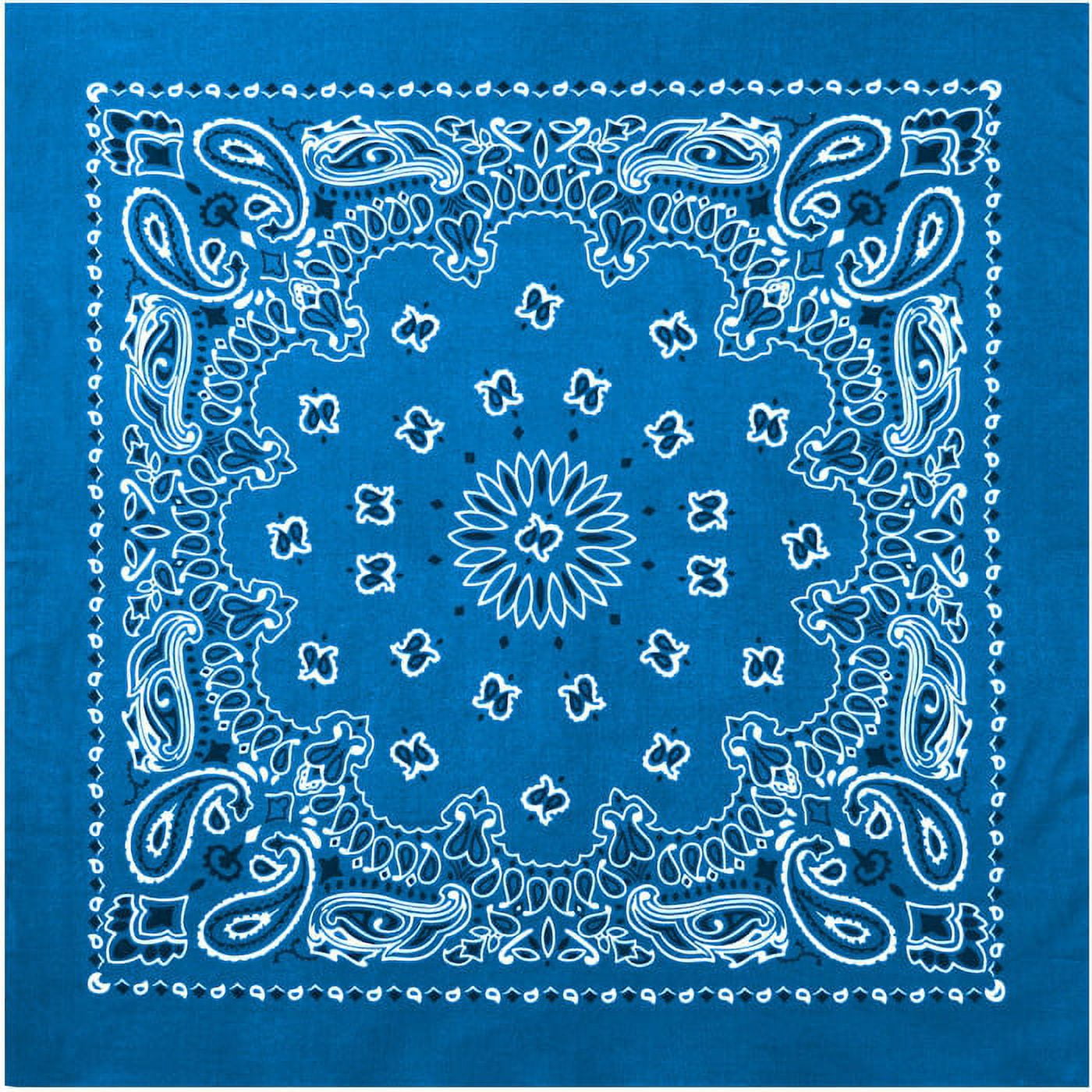 Khaki Western Paisley Bandana – Extra-Large 27” X 27" - Royal Blue