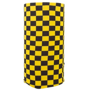 Checkered Tube Headband - 1 piece, Black and Yellow