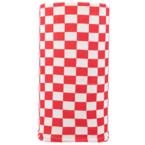 Checkered Tube Headband - 1 piece, White and Red