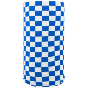 Checkered Tube Headband - 1 piece, White and Blue