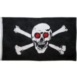 Red Skull Flag - 3ft x 5ft Polyester - Imported - 12 pieces