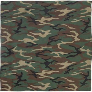 Woodland Camo Bandana - 22" x 22", 1 piece