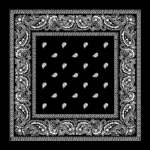 Classic Paisley Bandana Imported, 14X14, 1 Piece, Black