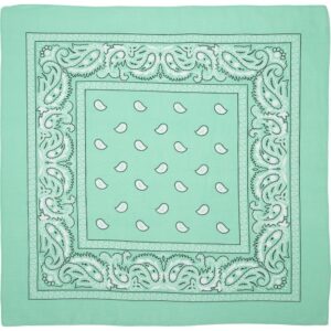 Classic Paisley Bandana Imported, 22X22, 1 Piece, Mint Green