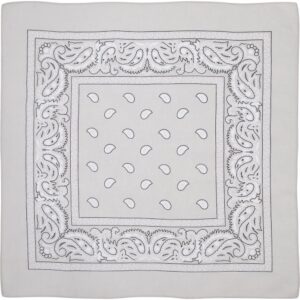 Classic Paisley Bandana Imported, 22X22, 1 Piece, Light Grey