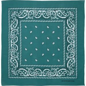 Classic Paisley Bandana Imported, 22X22, 12 Pieces, Teal