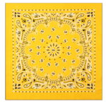 Khaki Western Paisley Bandana – Extra-Large 27” X 27" - Yellow