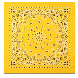 Khaki Western Paisley Bandana – Extra-Large 27” X 27" - Yellow