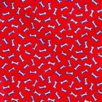 Tossed Bones on Red Bandana - 22x22 Inch - 1 piece