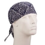 Paisley Squares Head Wrap - 100% Cotton - Imported - Navy Blue, 1 piece