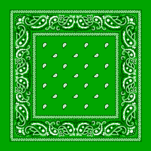 Classic Paisley Bandana Imported, 22X22, 1 Piece, Kelly Green