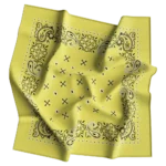 1 piece, Square Paisley Bandana Imported 100% Cotton, Yellow, 22" x 22"