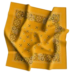 1 piece, Square Paisley Bandana Imported 100% Cotton, Gold, 22" x 22"