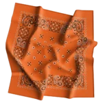 1 piece, Square Paisley Bandana Imported 100% Cotton, Orange, 22" x 22"