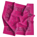 1 piece, Square Paisley Bandana Imported 100% Cotton, Hot Pink, 22" x 22"