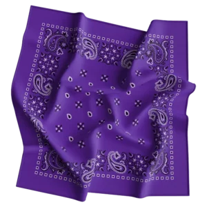 1 piece, Square Paisley Bandana Imported 100% Cotton, Purple / Grape, 22" x 22"