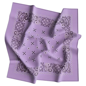 1 piece, Square Paisley Bandana Imported 100% Cotton, Lilac, 22" x 22"