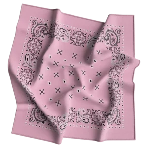 1 piece, Square Paisley Bandana Imported 100% Cotton, Light Pink, 22" x 22"