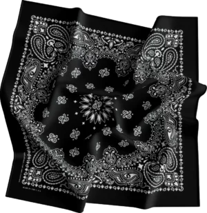 1 piece, CM Western Paisley Bandanas in Bulk Imported 100% cotton, Black, 22" x 22"