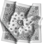 1 piece, CM Western Paisley Bandanas in Bulk Imported 100% cotton, White, 22" x 22"